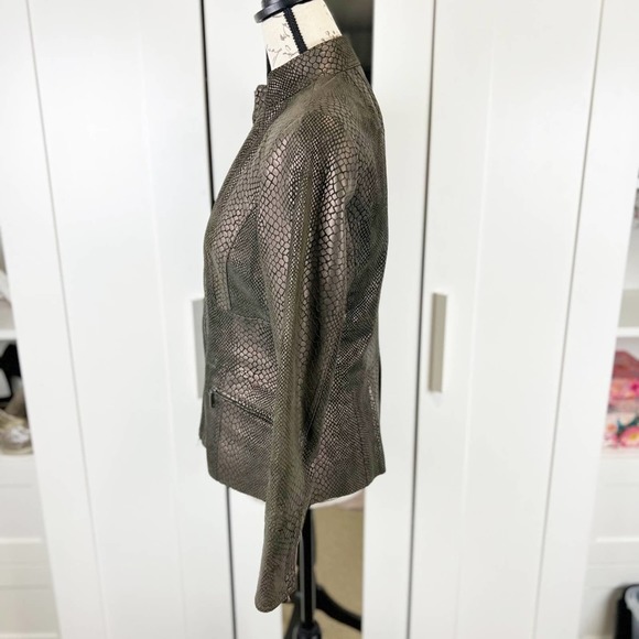 Alfani Leather Moto Jacket Snake Embossed Print - Picture 7 of 10